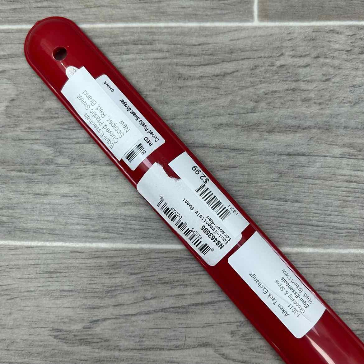 Equi-Essentials Curved Plastic Sweat Scraper, Red, Brand New