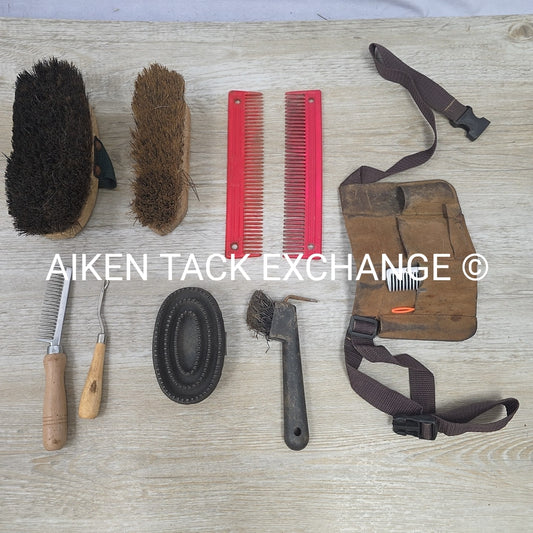 BARGAIN BUNDLE: 2 Brushes, 2 Combs, Curry Comb, Hoof Pick, & Braiding Tools