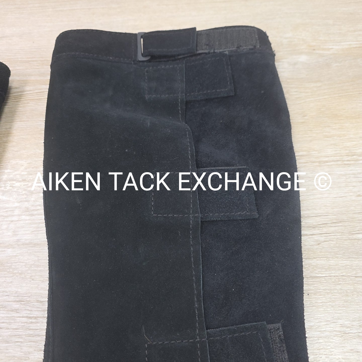 Suede Half Chaps, Black, Size Large