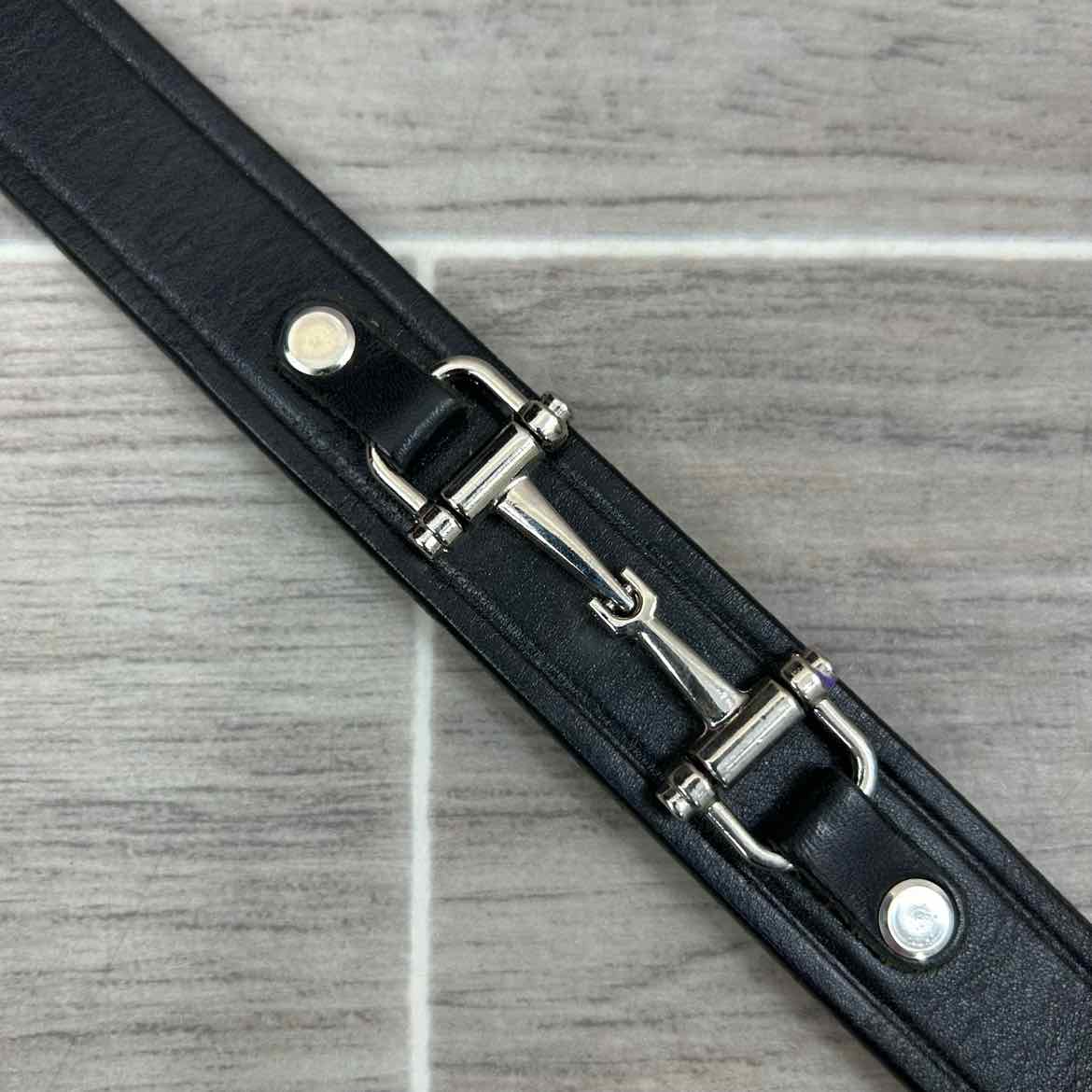 Tory Leather Snaffle Bit Belt, Black, 26