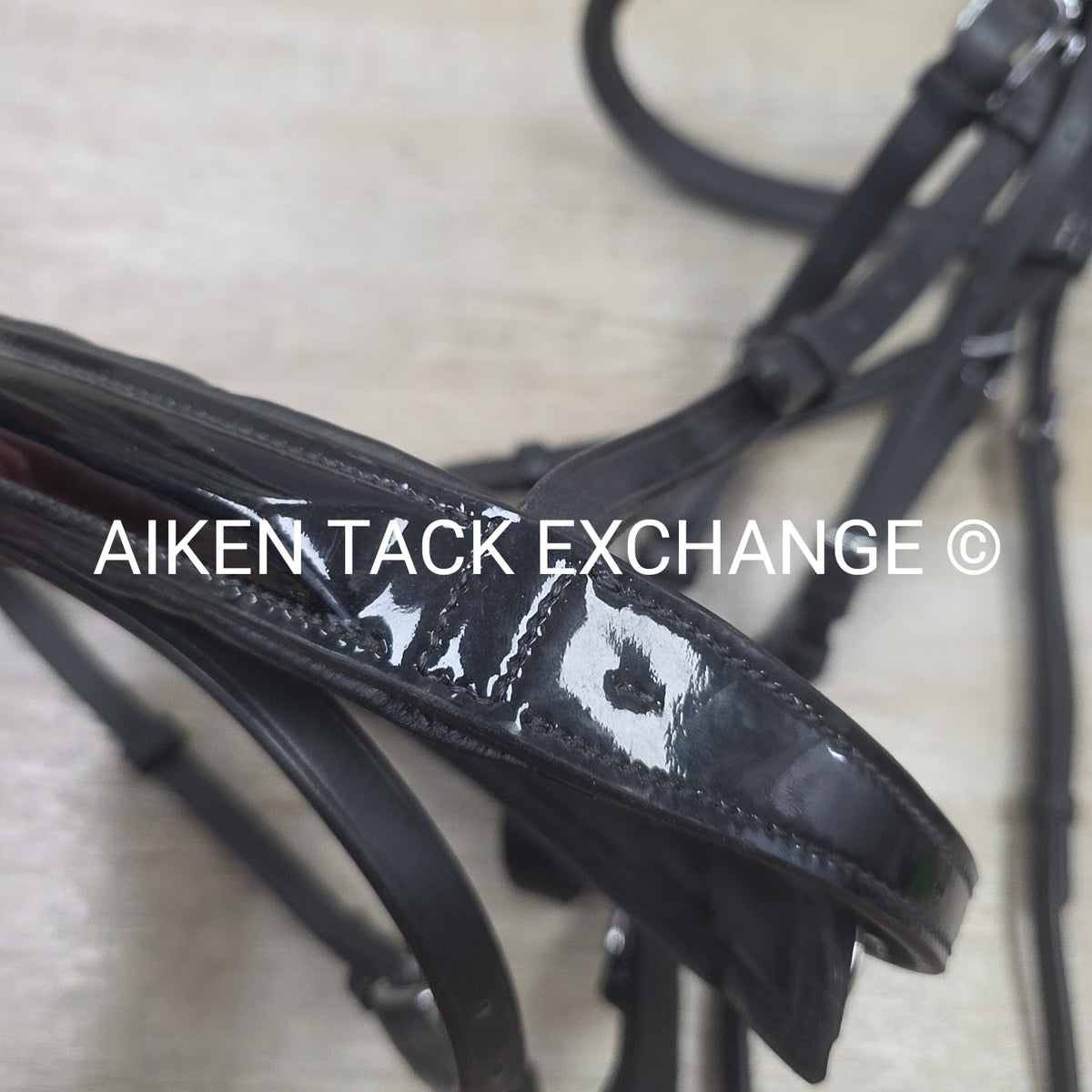 SmartPak Wellfleet Fancy Stitch Patent Monocrown Flash Bridle, No Reins, Black,