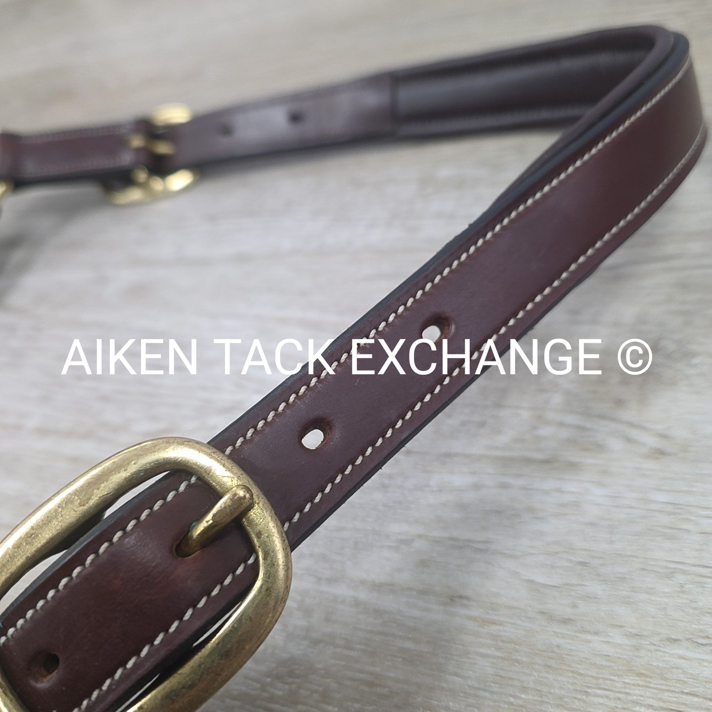 Padded Fancy Stitched Leather Halter, Brown, Size Full