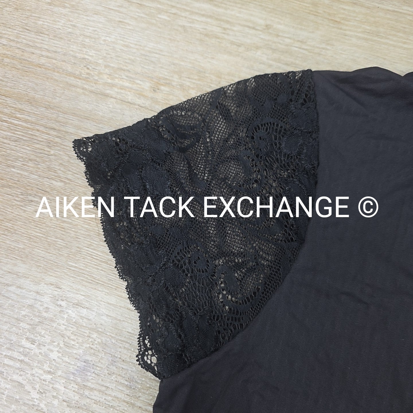 Kastel Denmark Black Galloon Lace Short Sleeve Sun Shirt, Size Small