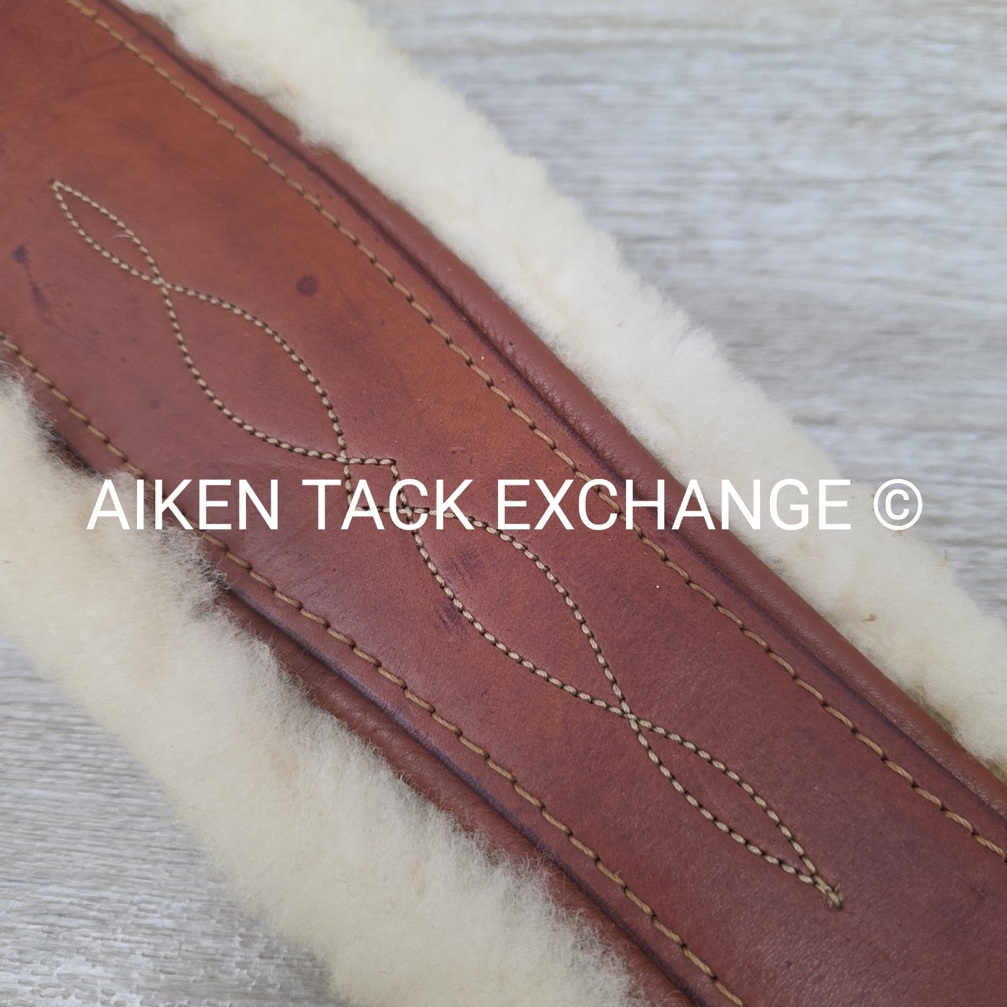 Edgewood Fancy Stitch Velcro Sheepskin Girth with Single End Elastic, Brown, 48"