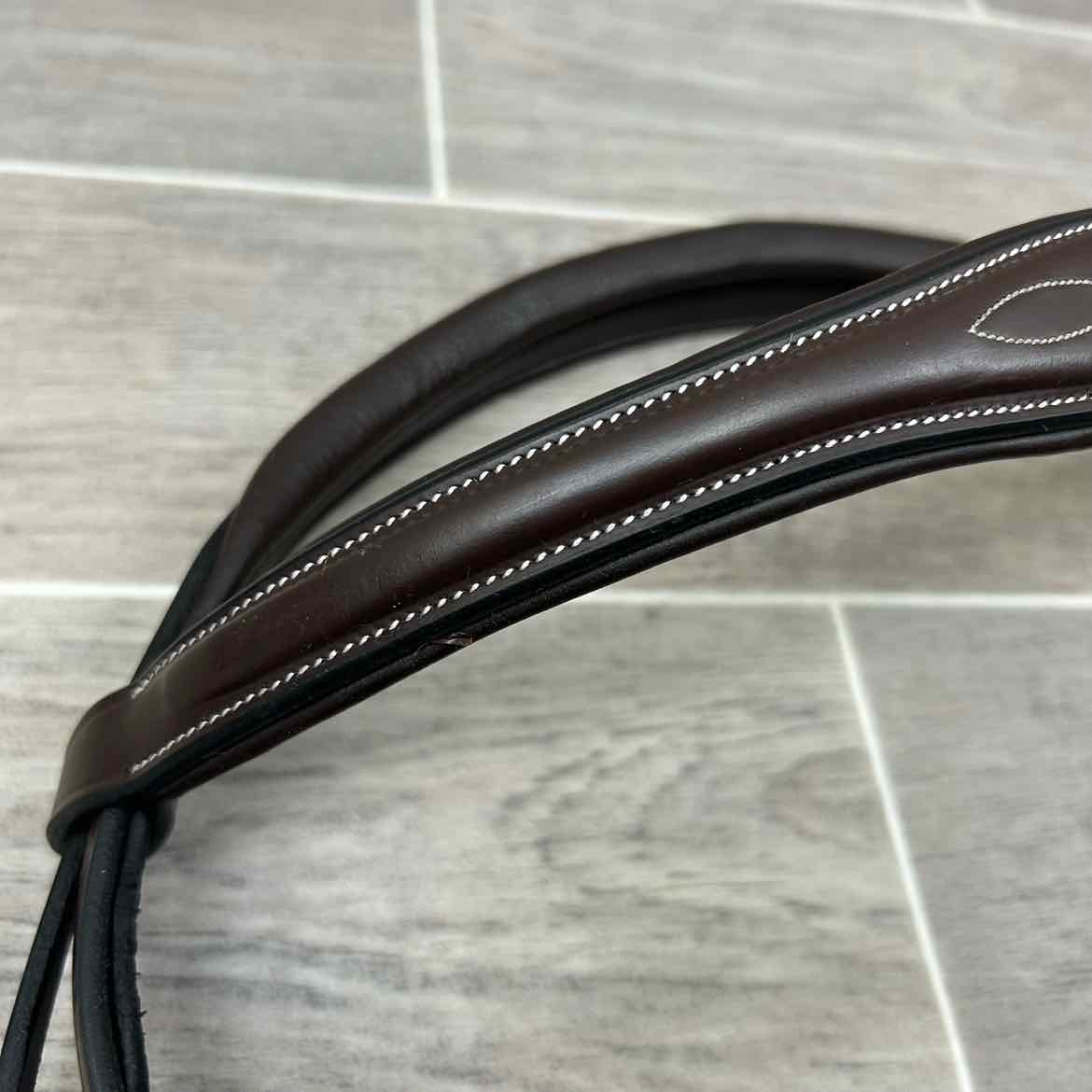 ExionPro Fancy Stitched Padded Bridle, No Reins, Brown, Oversize