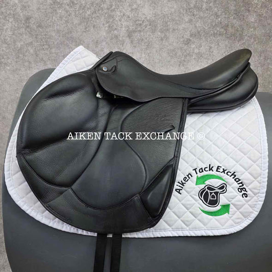 2017 Stubben Zaria Optimum Deluxe Monoflap Jump Saddle, 17.5" Seat, 28cm Tree - Medium Narrow, Wool Flocked Panels