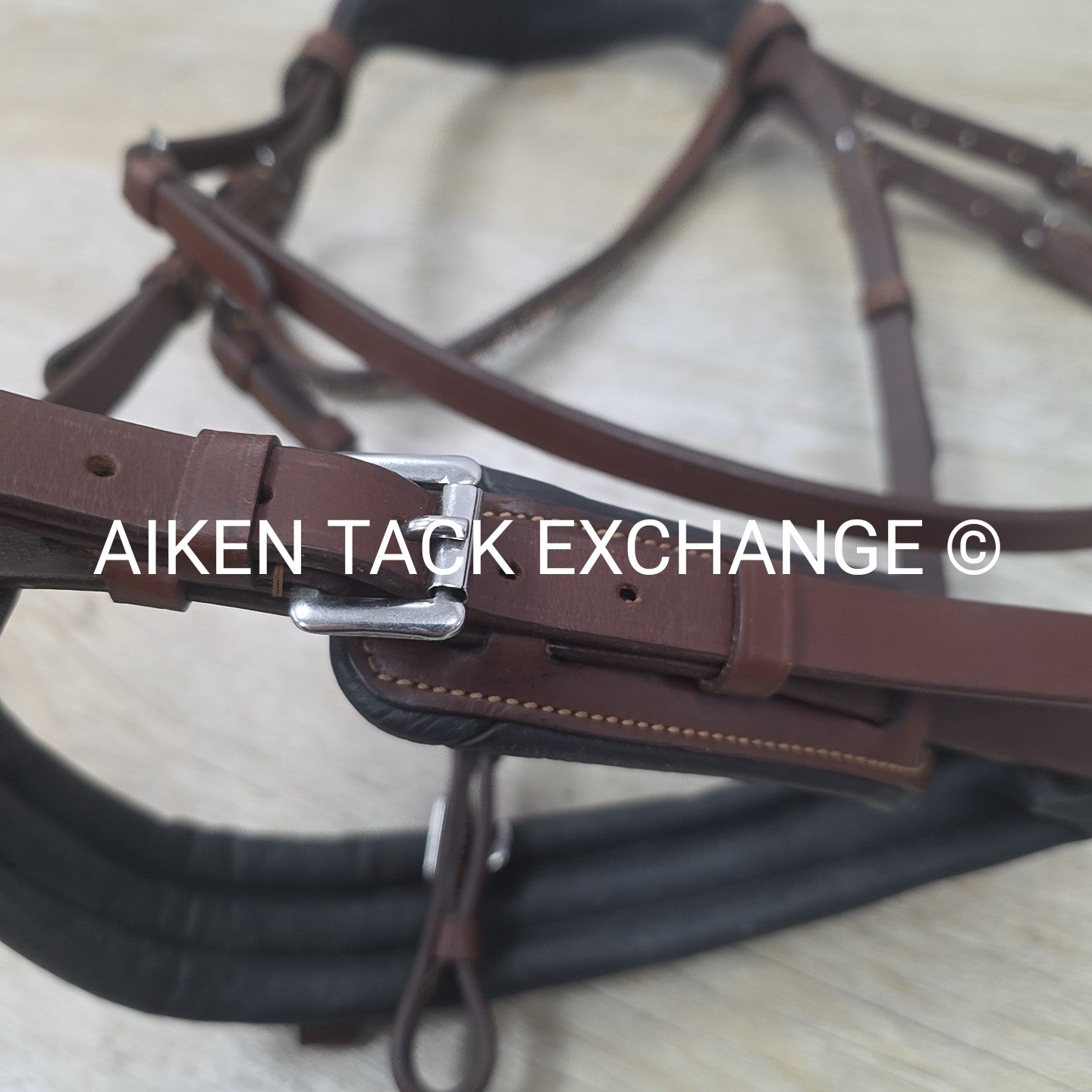 Lumiere Dressage Bridle, Missing Flash Strap, No Reins, Brown, Size Full