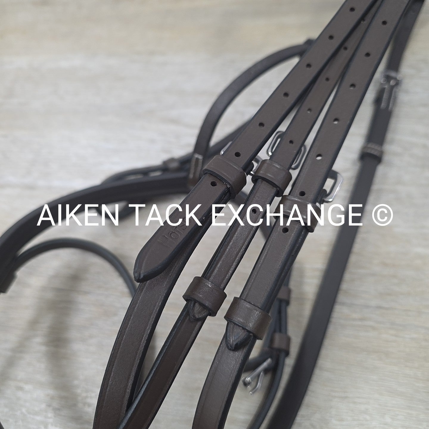 HDR Pro Mono Crown Flash Bridle with Rubber Reins, Havana, Size Full/Horse