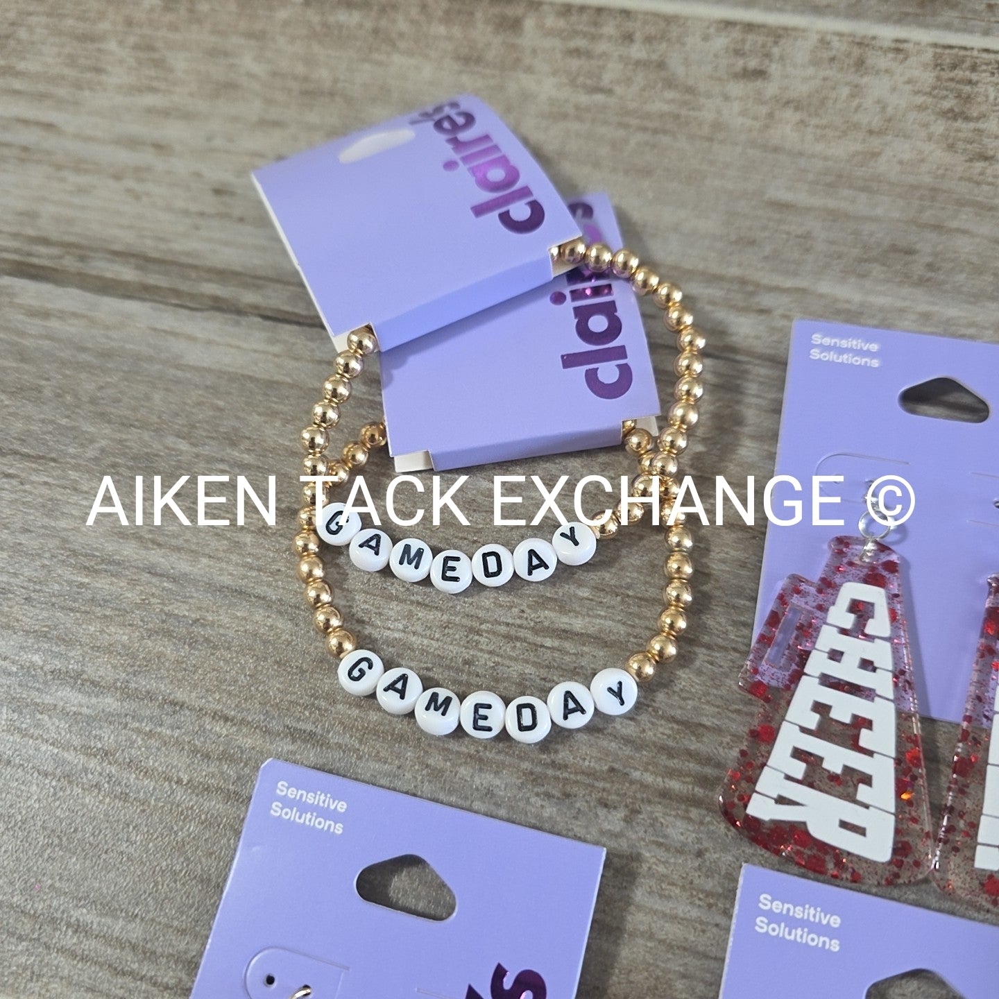 Claire's Game Day Bundle - 3 Pairs of Earrings, 2 Bracelets, 5 Button Pins