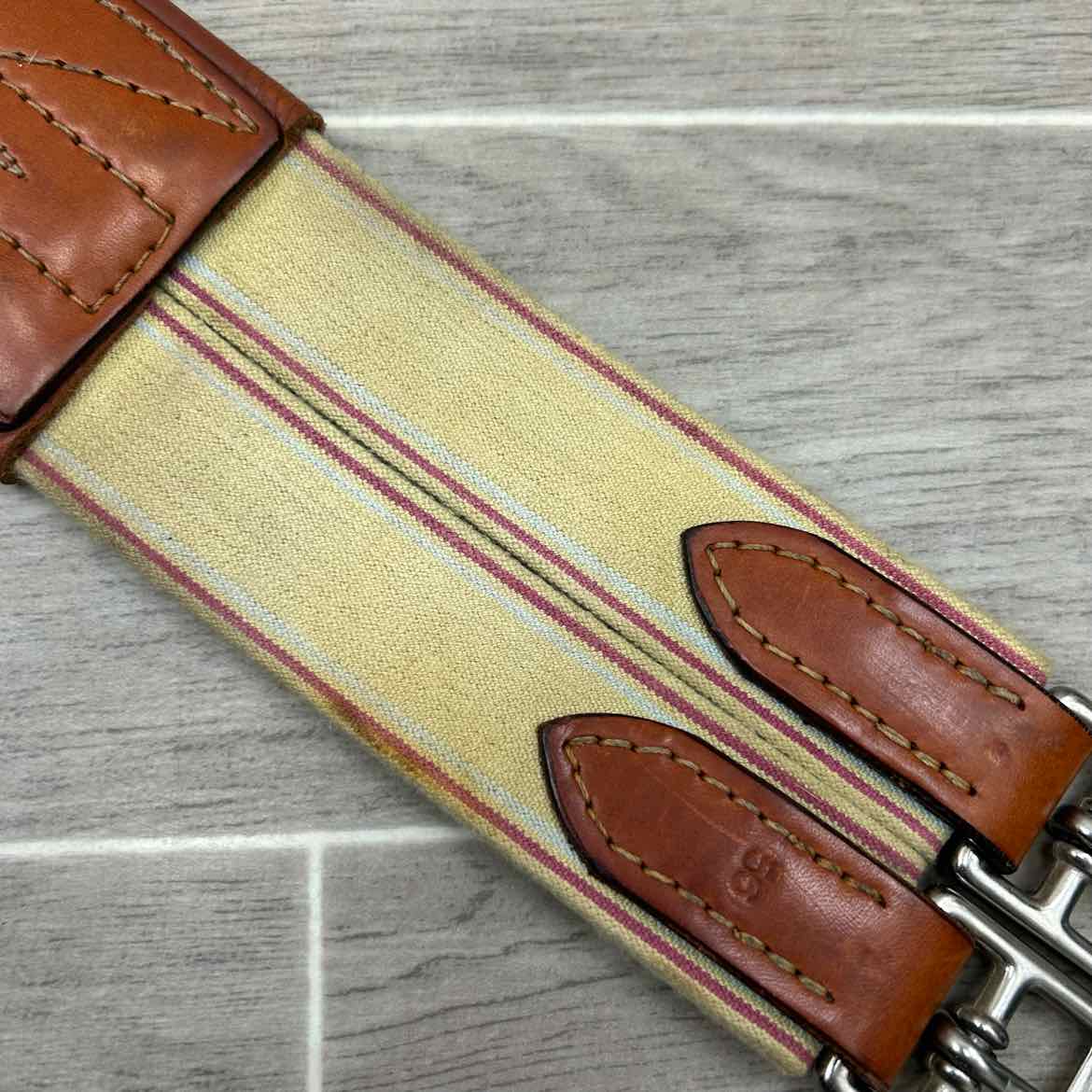 Edgewood Fancy Stitched Girth with Double End Elastic, Brown, 56"