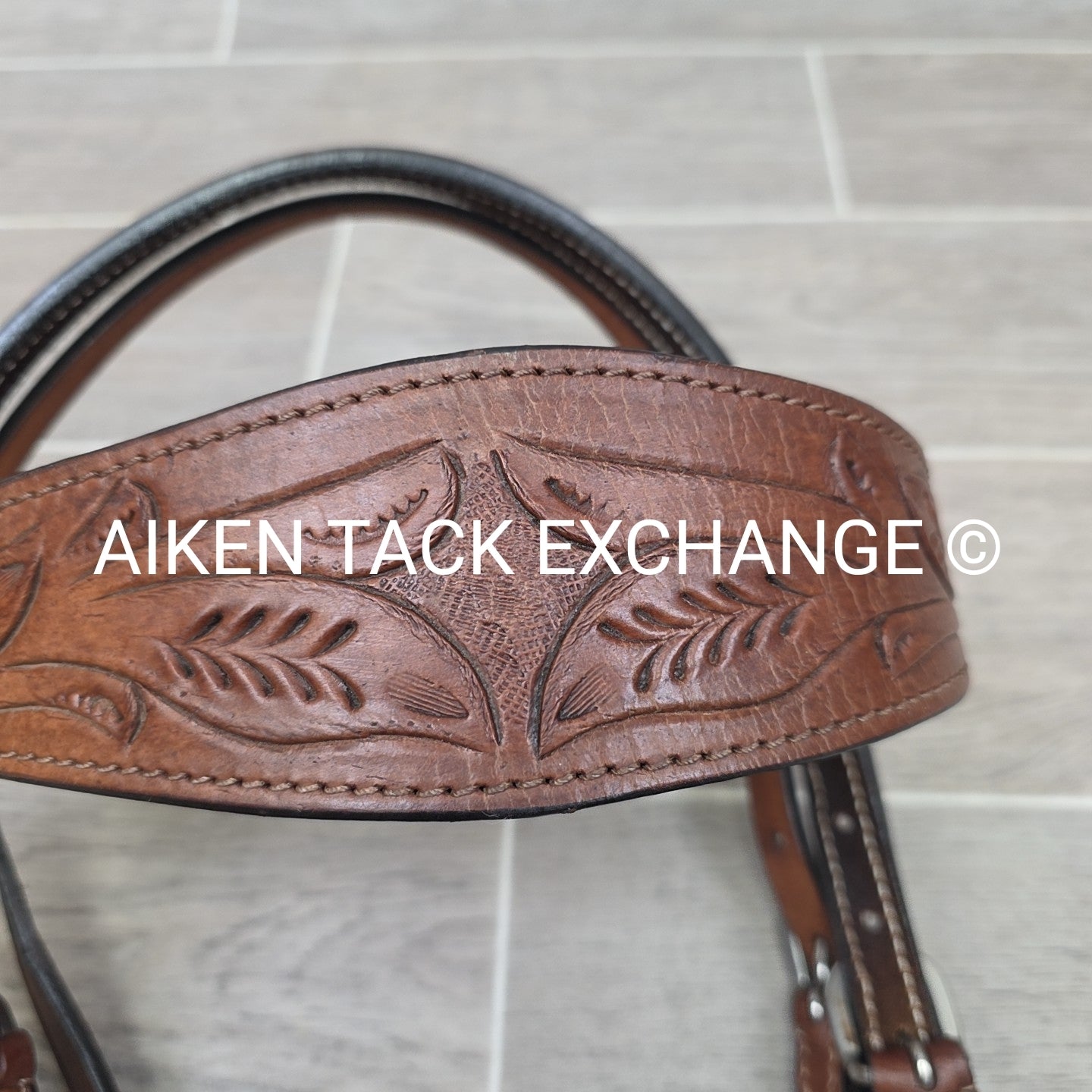 Tooled Leather Western Bridle, Size Draft