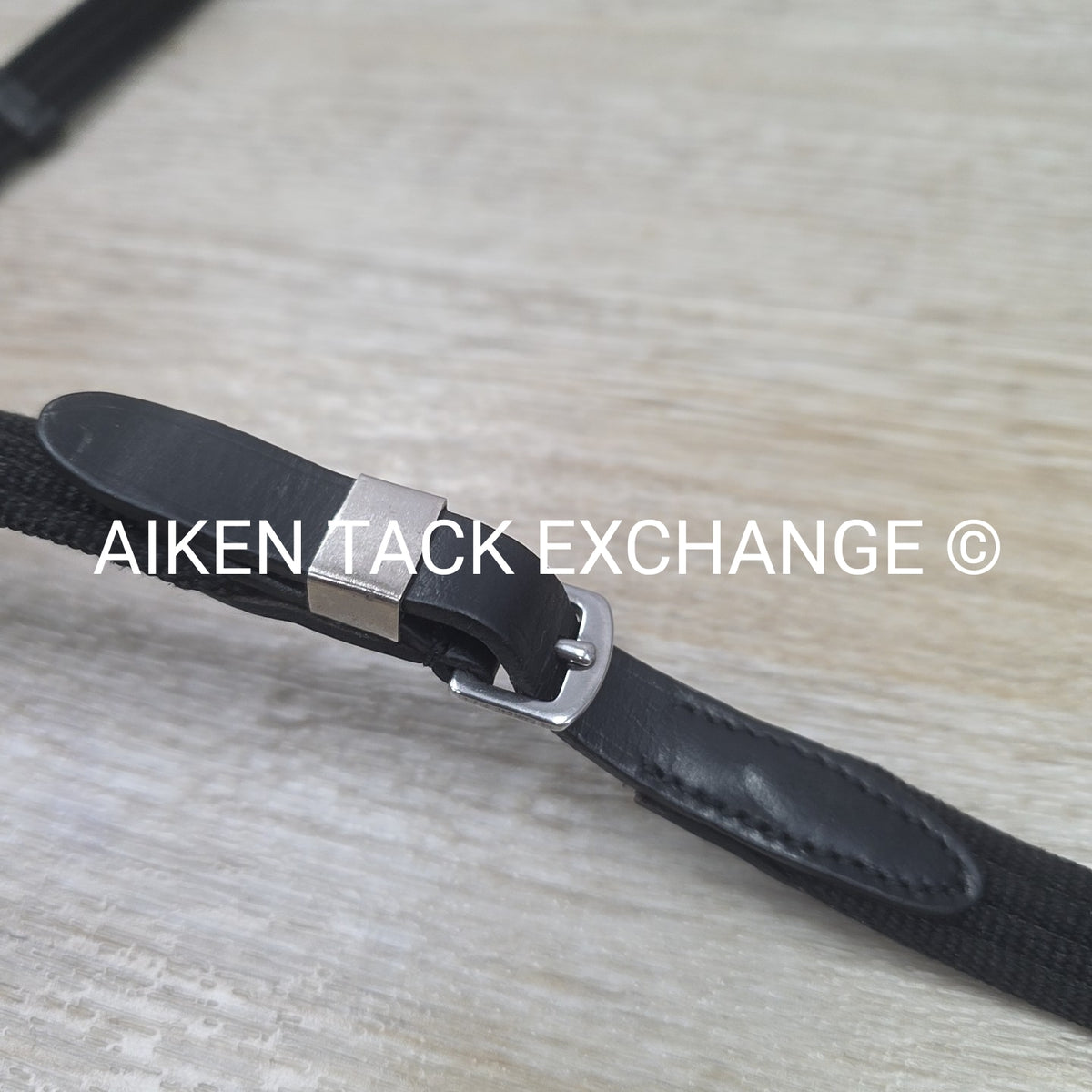 Leather Bridle, No Noseband, with Matching Cotton Web Reins, Black, Oversize