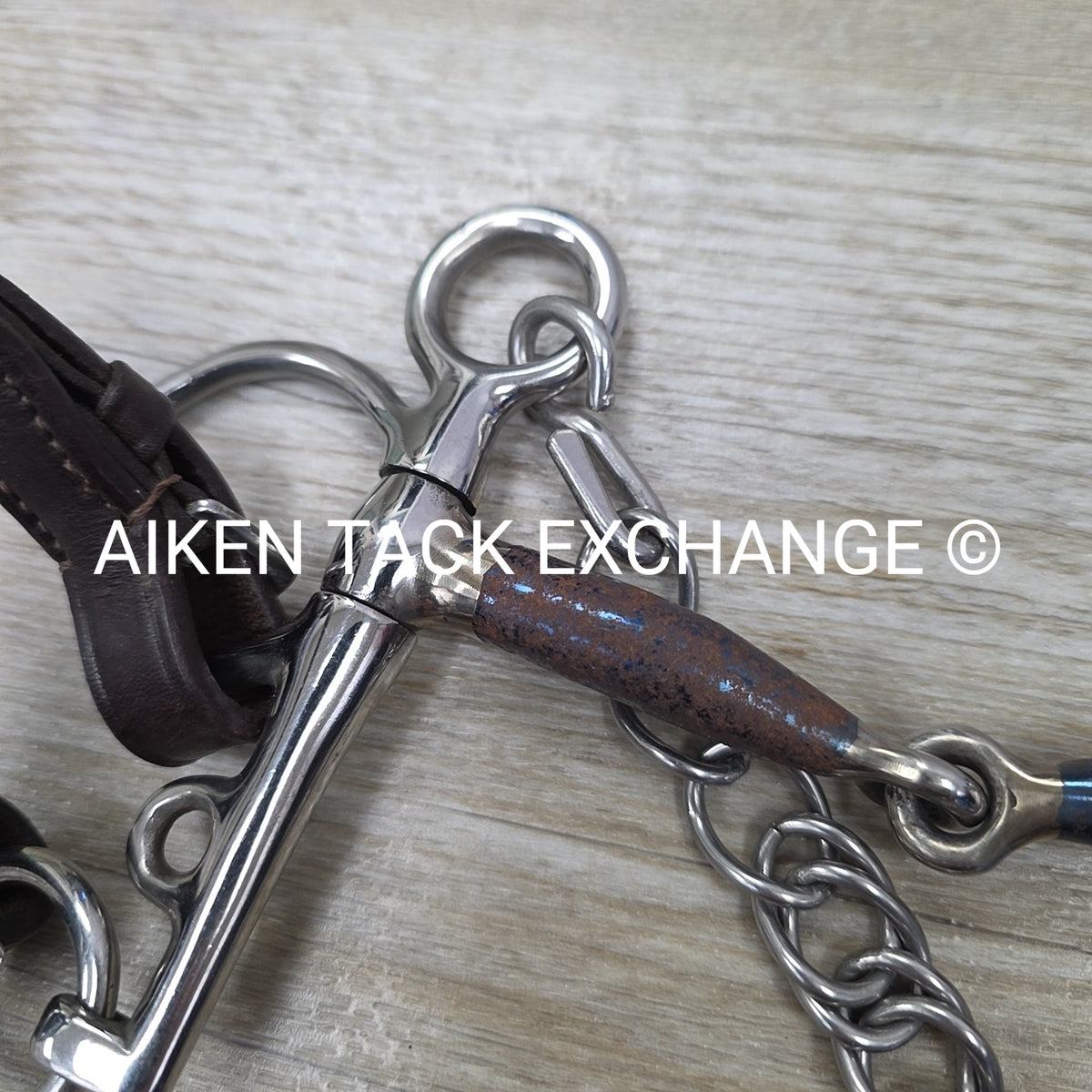 Centaur Blue Steel Single Joint Pelham with Leather Converters, 5"