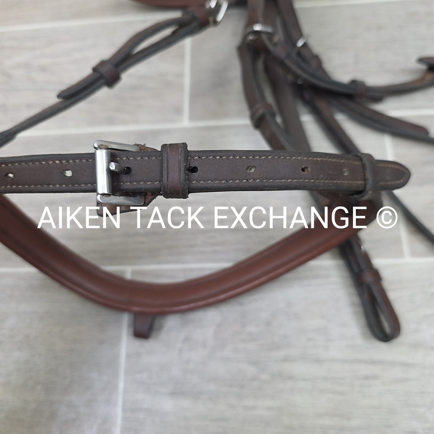 Arion Fancy Stitched Flash Noseband Monocrown Bridle, No Reins, Brown, Size Full