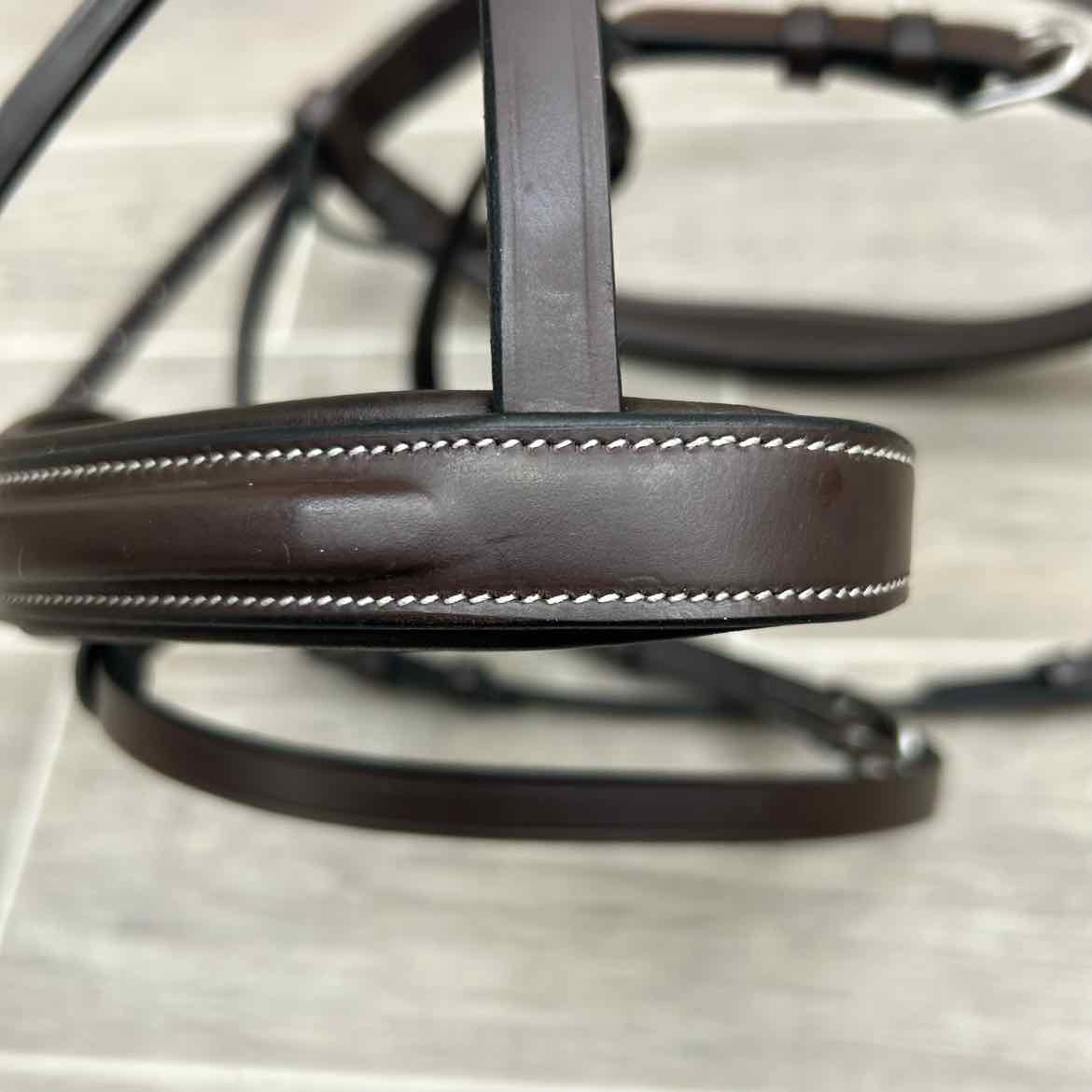 ExionPro Fancy Stitched Padded Bridle, No Reins, Brown, Oversize
