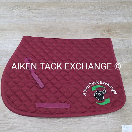 Dover Saddlery All Purpose Saddle Pad with Aiken Tack Exchange Logo, Burgundy