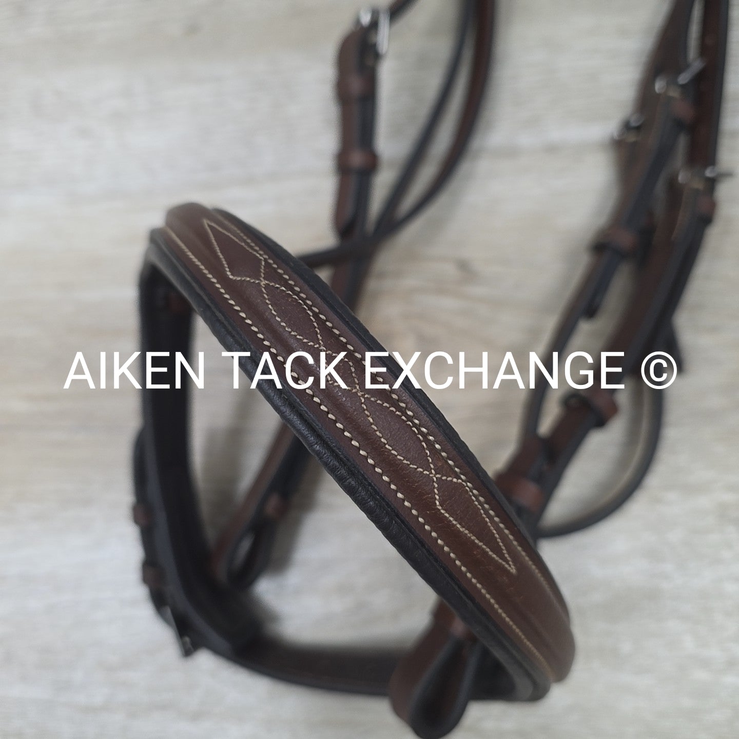 Fancy Stitched Bridle, No Reins, Brown, Size Full