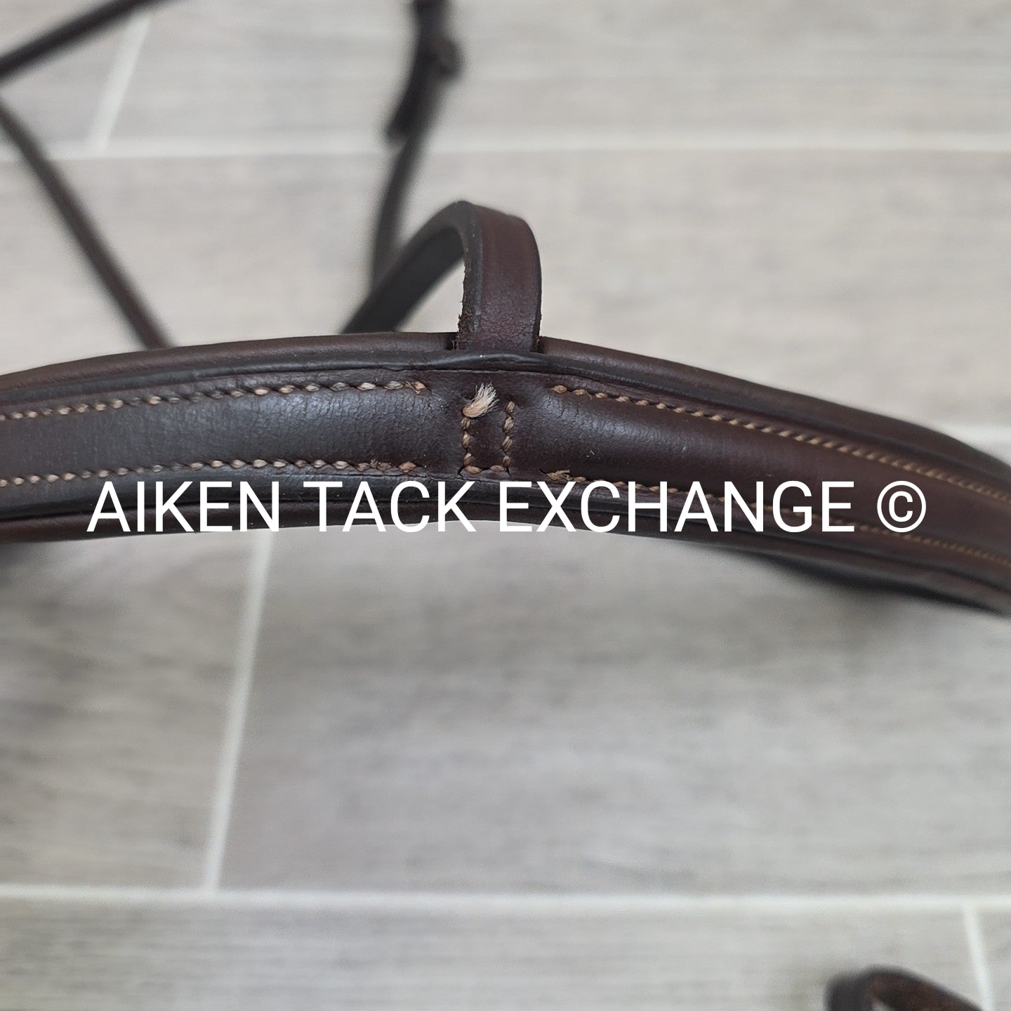 Plain Raised Noseband with Matching Browband, Brown, Size Full