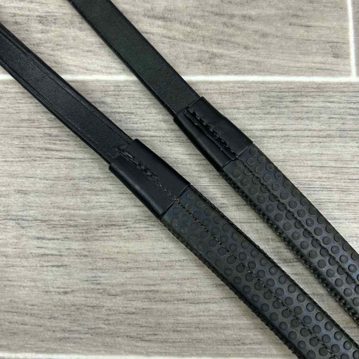 Tory Leather Rubber Grip Reins, Black, 60", Brand New