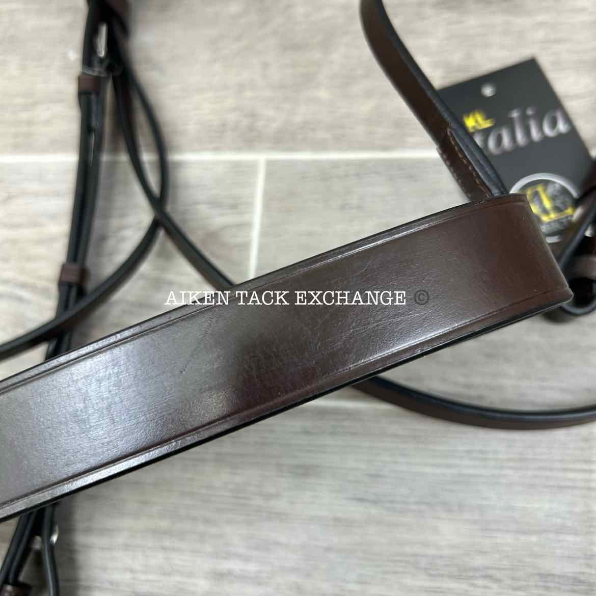 KL Select KL Italia Foxwell Hunt Bridle with Reins, Brown, Size Full