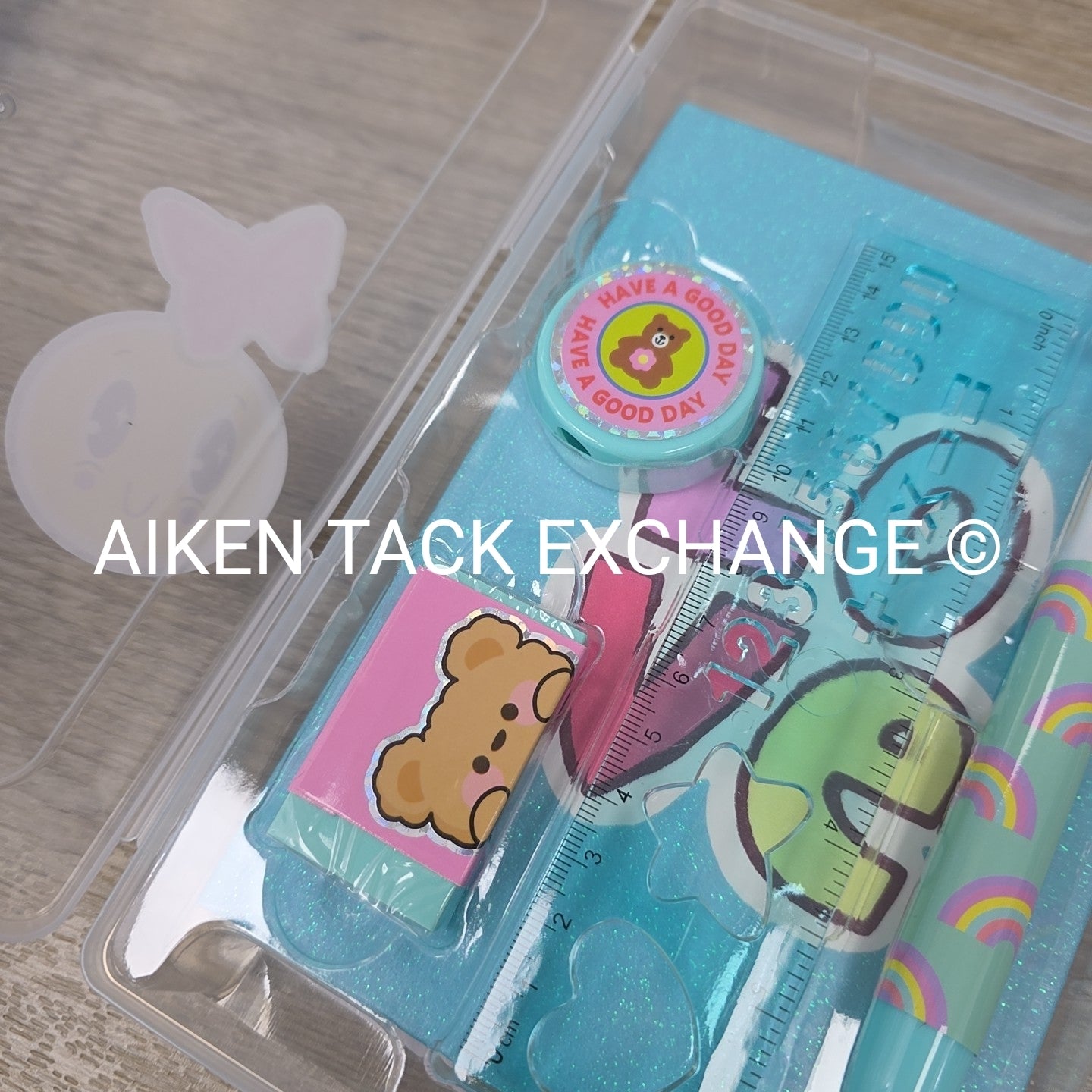 Claire's Stationery Set w/ Multicolor Pen, Ruler, Notebook, Eraser, Sharpener