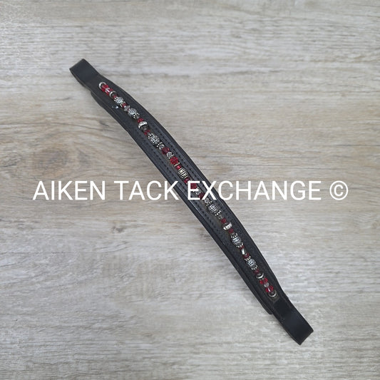 Padded Beaded Browband, Black, 15"