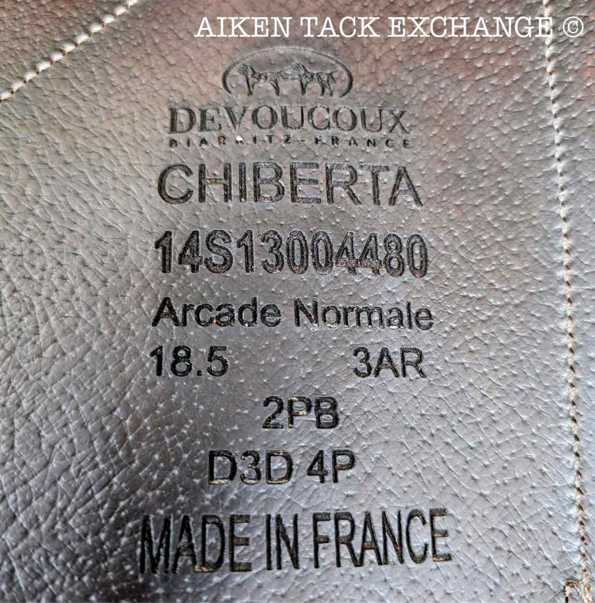 **On Trial** 2014 Devoucoux Chiberta Monoflap Jump Saddle, 18.5" Seat, M/MW Tree, Wool Flocked Panels