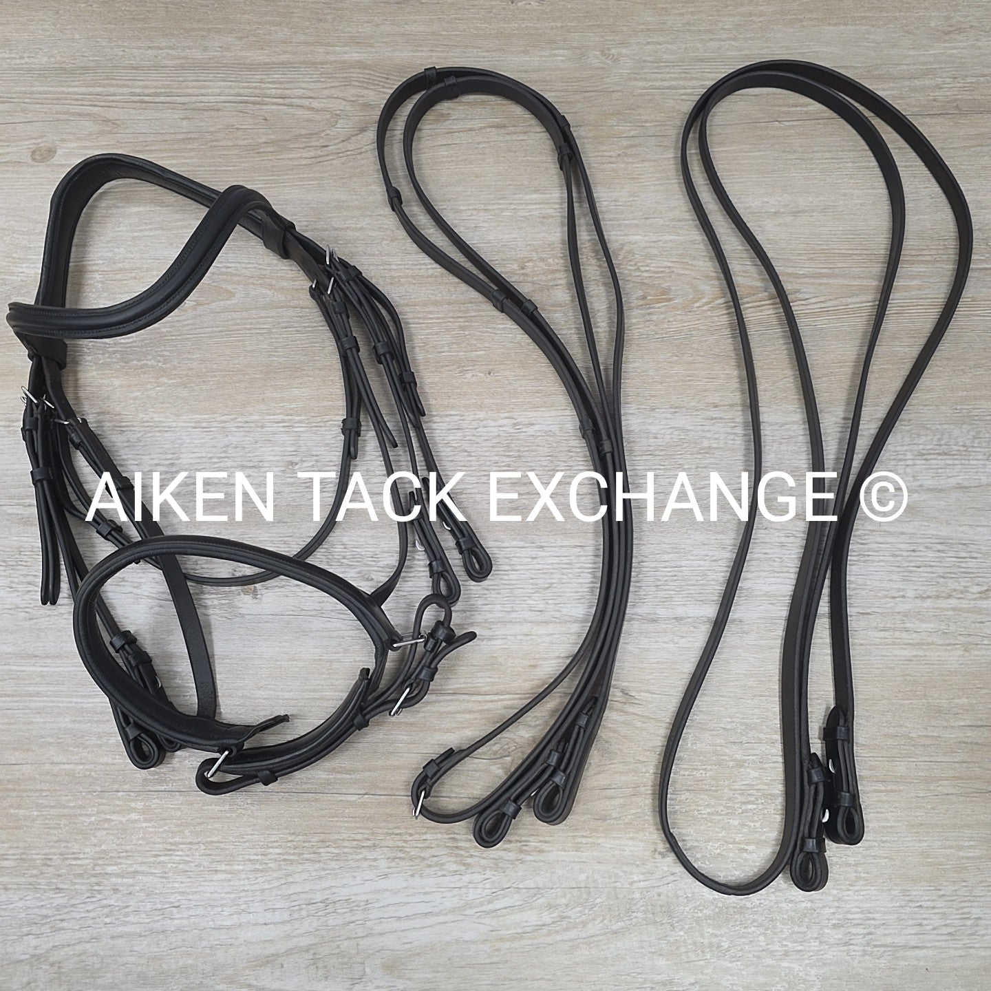 KL Select Monocrown Double Weymouth Bridle with Both Reins, Black, Size Full