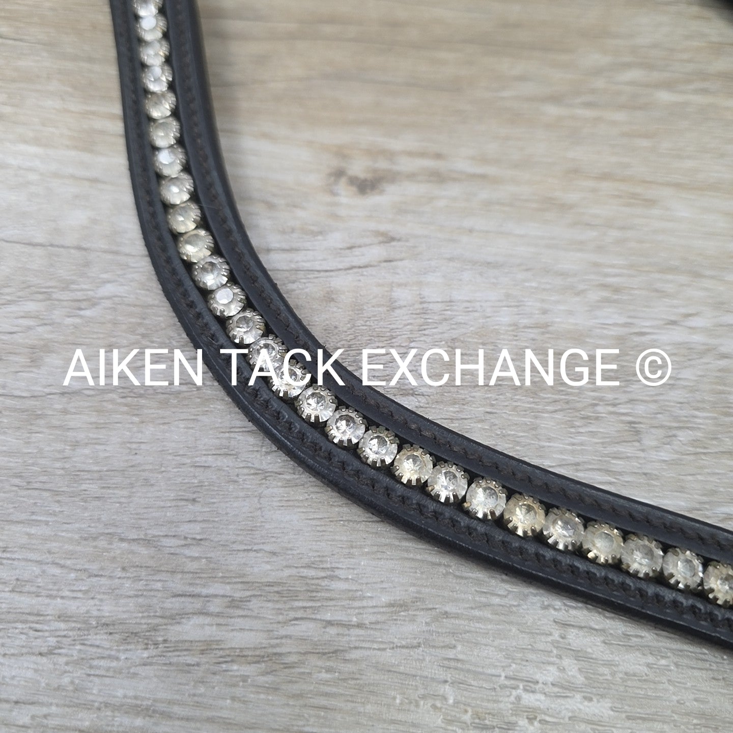 Passier Waved Big Stone Browband with Otto Schumacher Cover, Black & Clear, 17.5