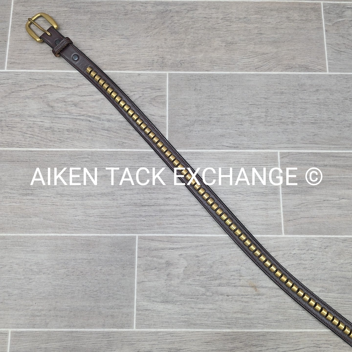 Tory Leather Brass Clincher Belt, Medium