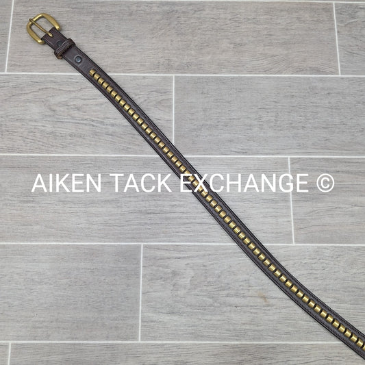 Tory Leather Brass Clincher Belt, Medium