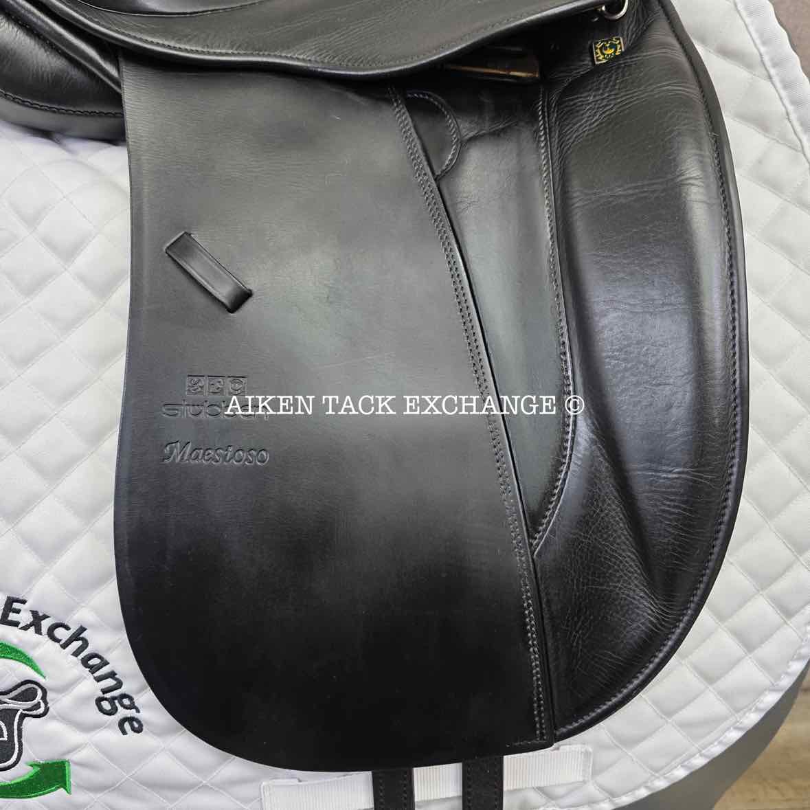 2003 Stubben Maestoso Dressage Saddle, 17" Seat, 32cm Tree - Extra Wide, Wool Flocked Panels