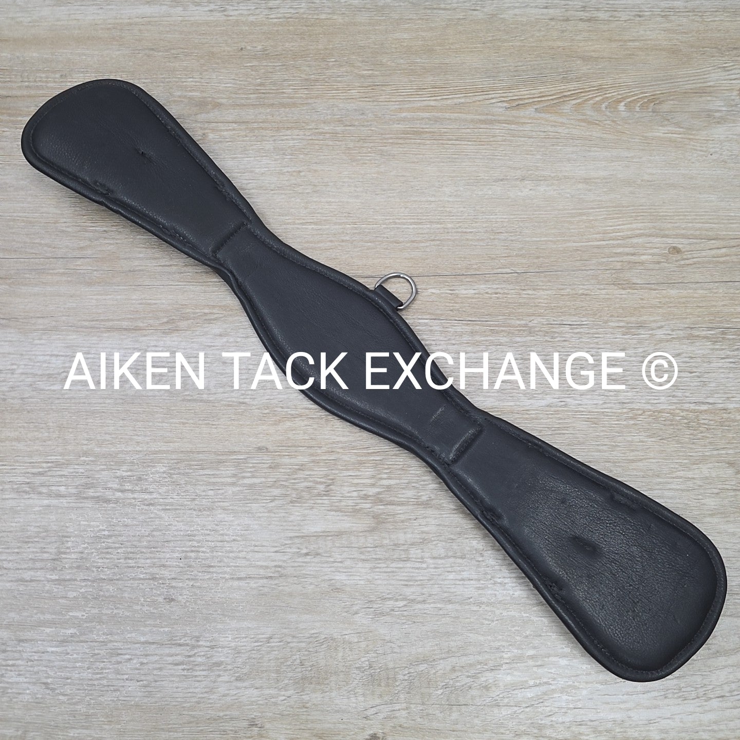 Padded Leather Contour Dressage Girth with Double End Elastic, Black, 22"