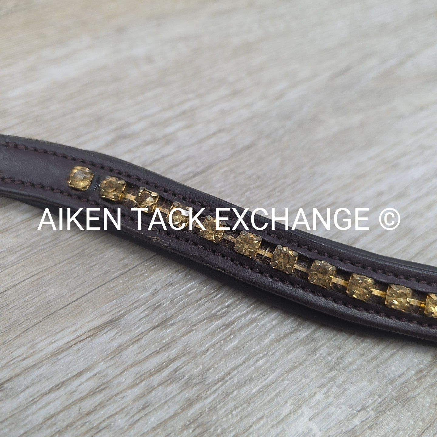 Excelle Padded Bling Browband, Brown, Size Cob