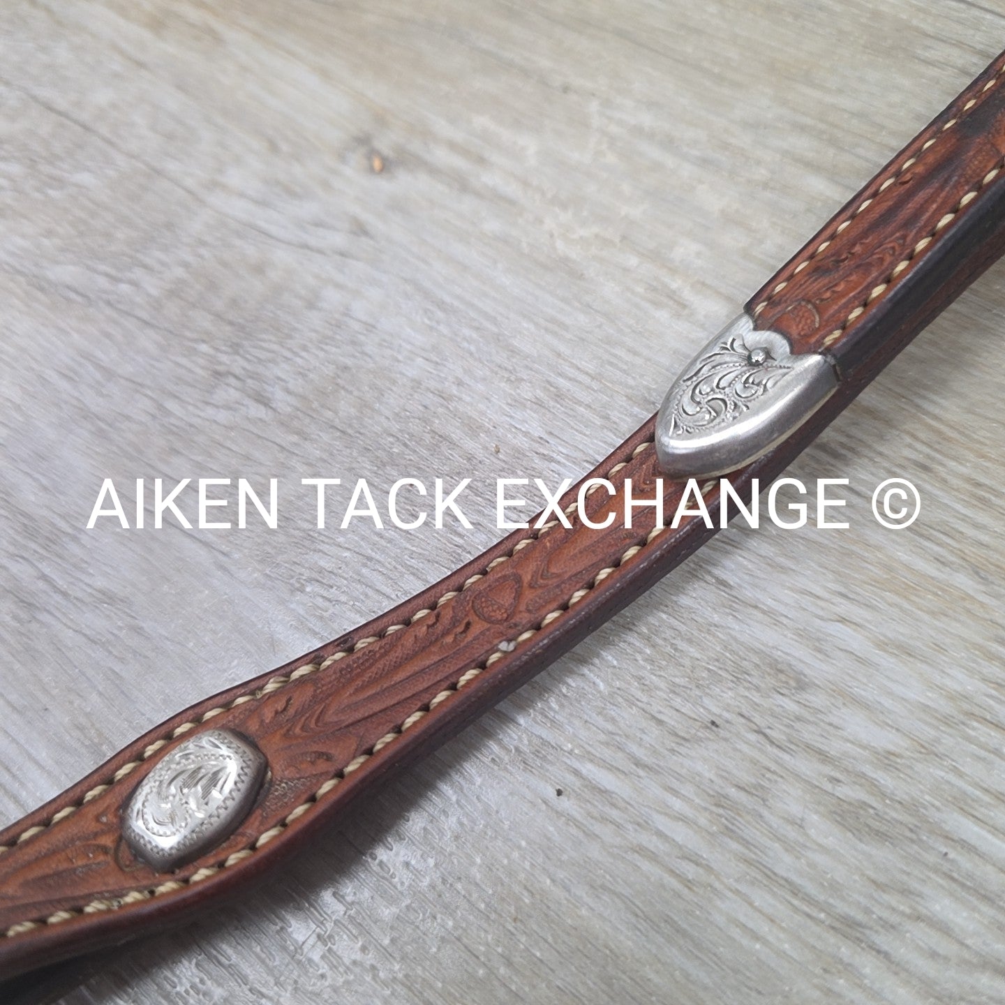 One Ear Silver Western Show Headstall, No Reins, Size Full