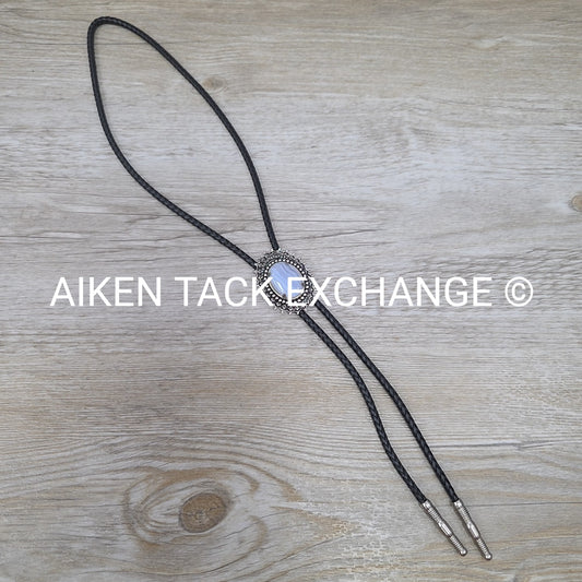 Leather Bolo Tie w/ Grey Gemstone
