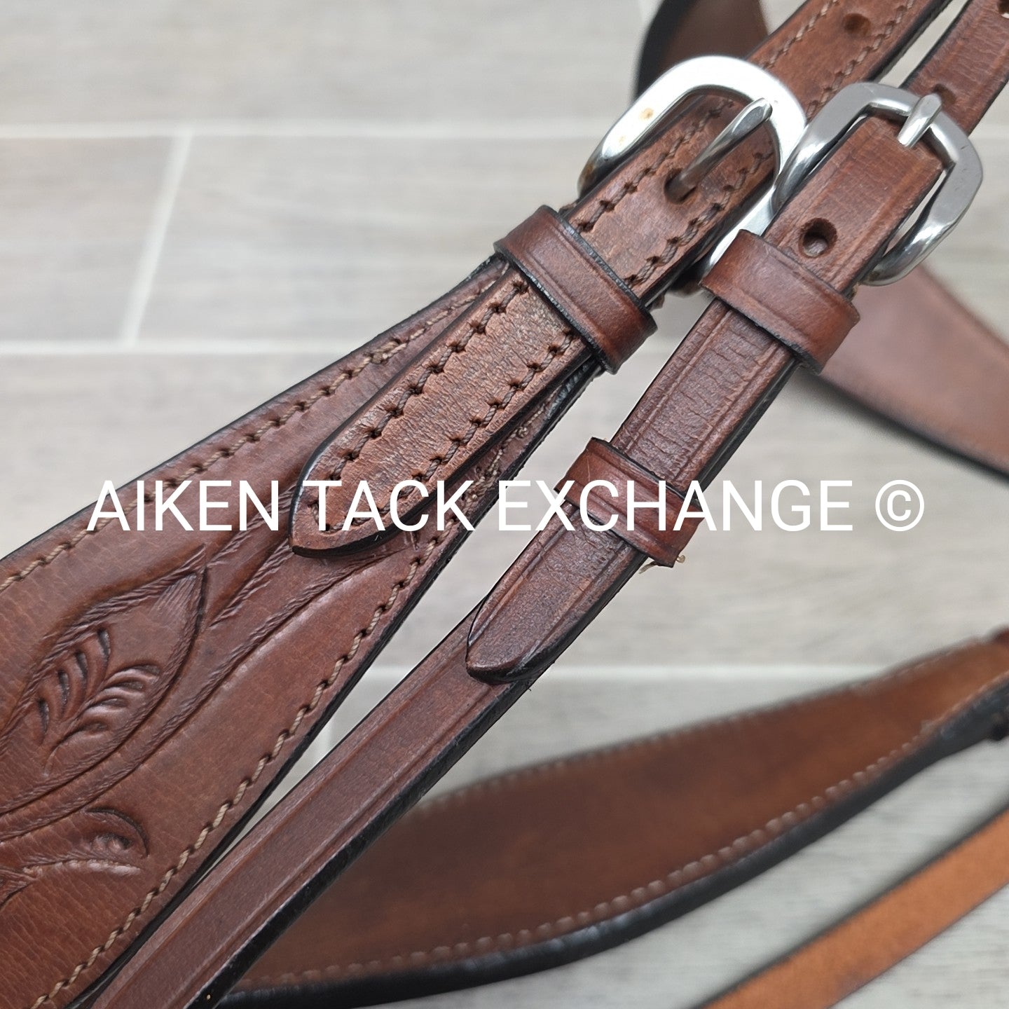 Tooled Leather Western Bridle, Size Draft