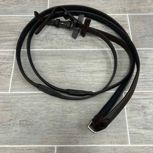 Stubben NT Leather Reins with Extra Grip Rubber Lining, Brown, 55"