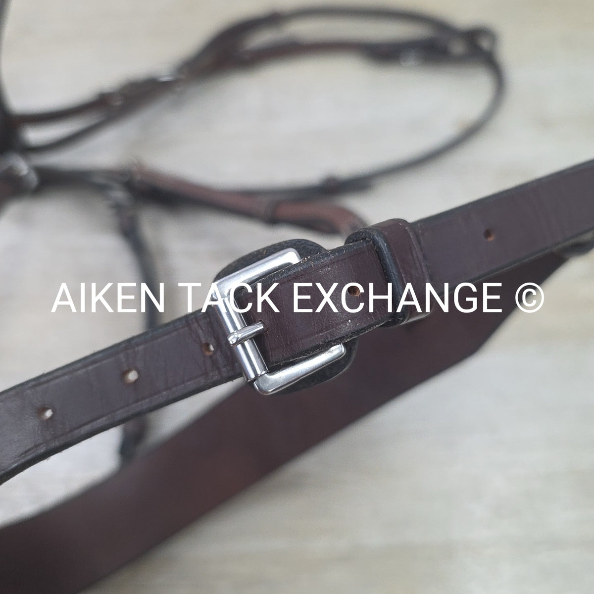 Monocrown Flat Hunt Bridle, No Reins, Brown, Oversize