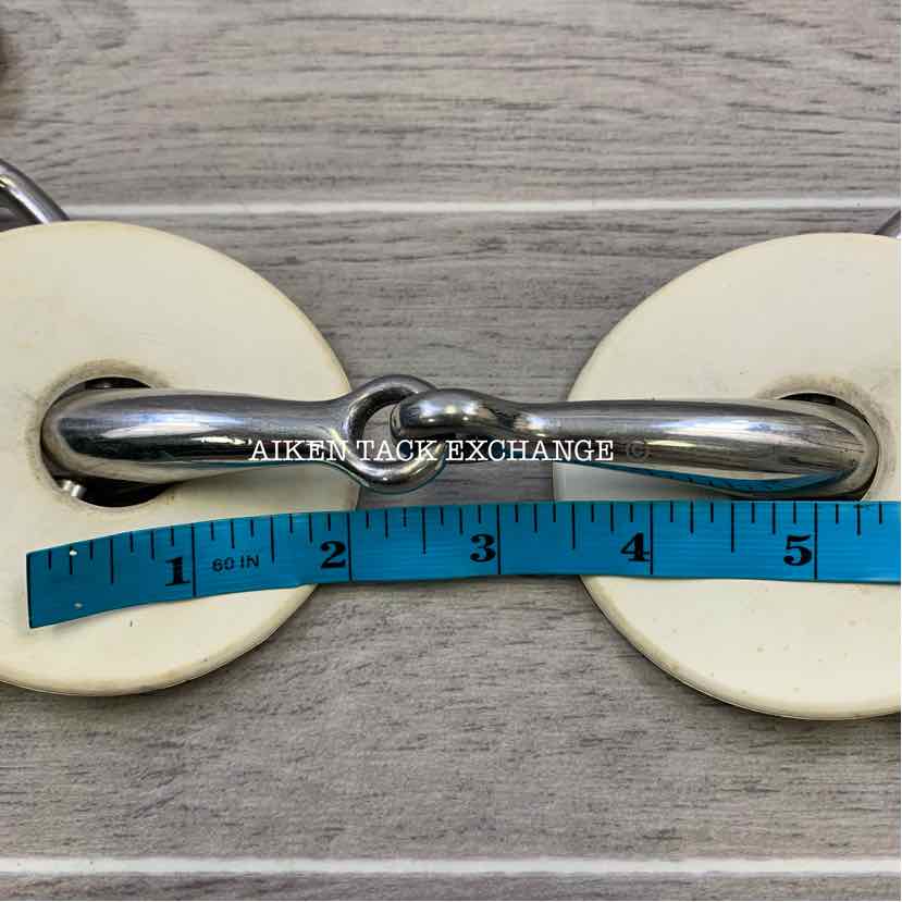 Single Joint Large Ring Polo Gag Bit w/ Bit Guards 5"