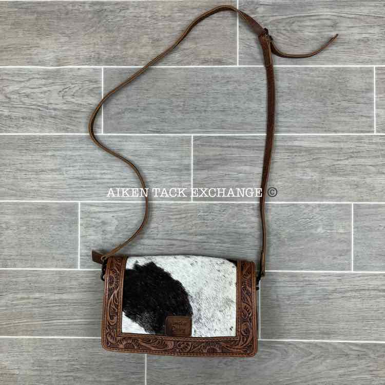 American Darling Tooled Leather & Hair On Hide Cross Body Handbag