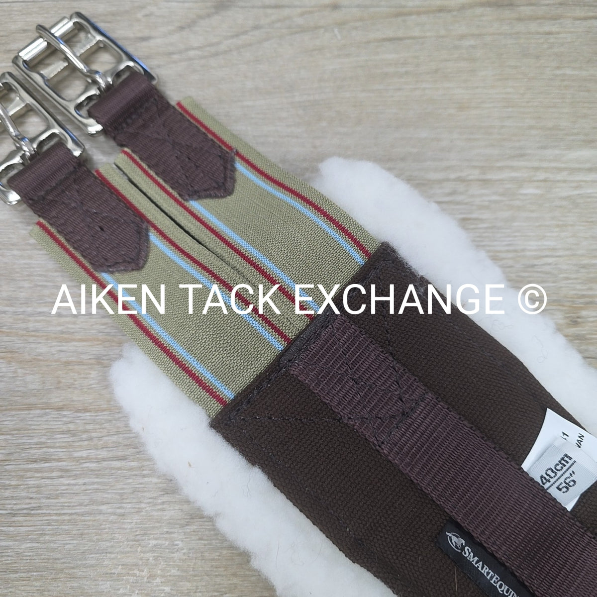 SmartEquine Fleece Girth with Double End Elastic, Brown, 56"