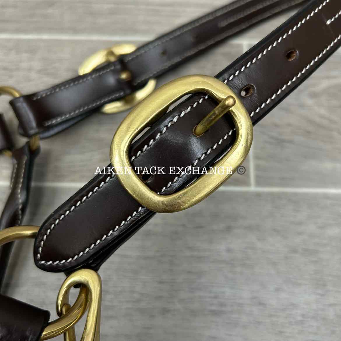 KL Select Black Oak Pine Leather Halter, Brown/Brass, Size Full