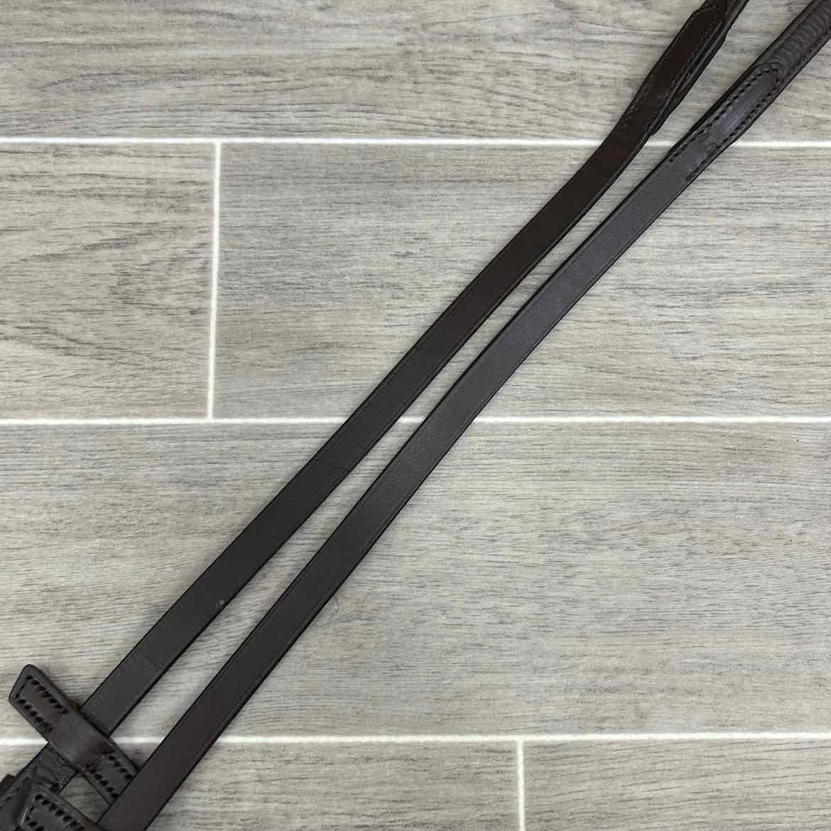 Stubben NT Leather Reins with Extra Grip Rubber Lining, Brown, 55"