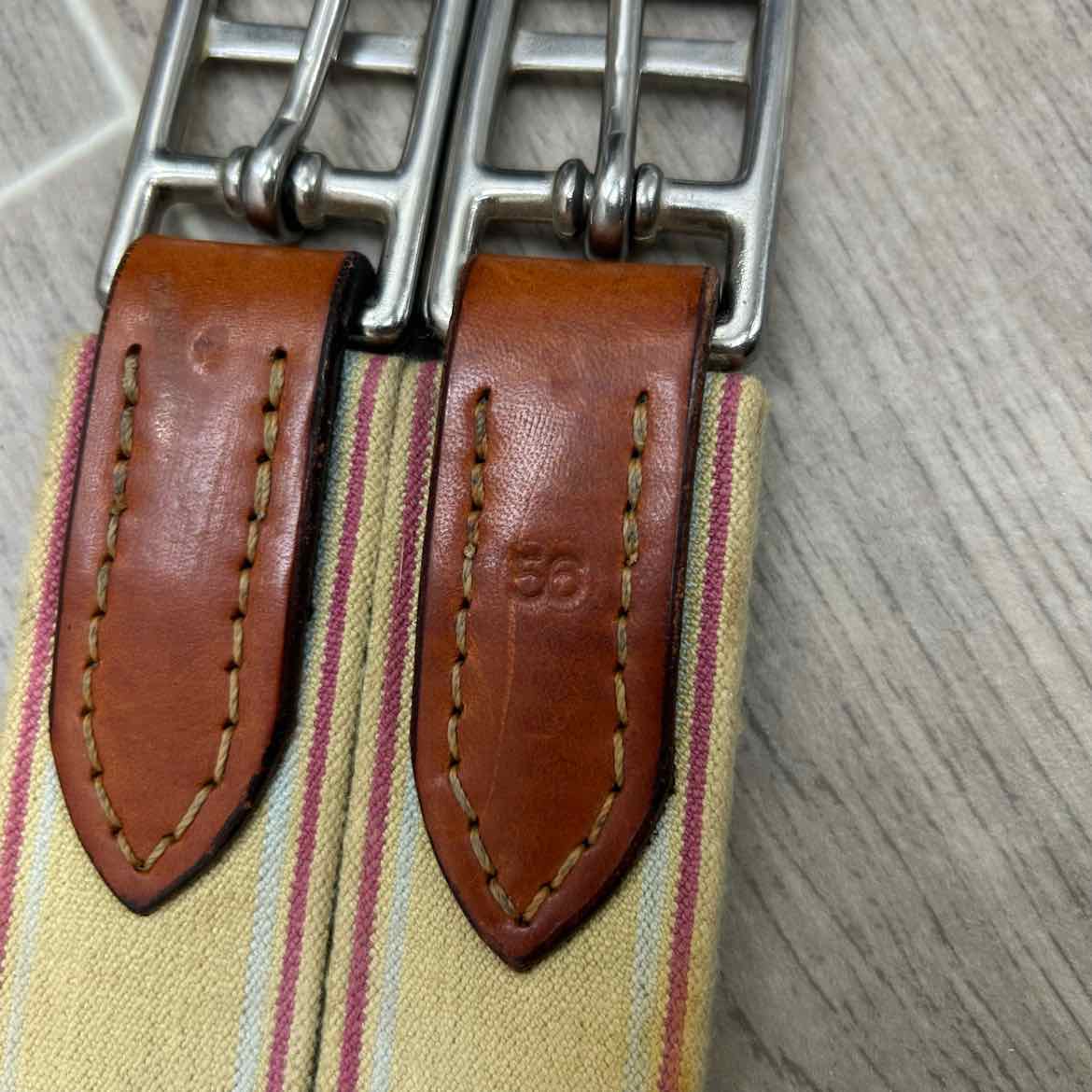 Edgewood Fancy Stitched Girth with Double End Elastic, Brown, 56"