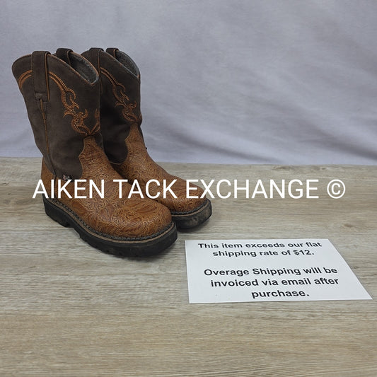 Justin Gyspy Embossed Steel Toe Boots, Women's 6.5