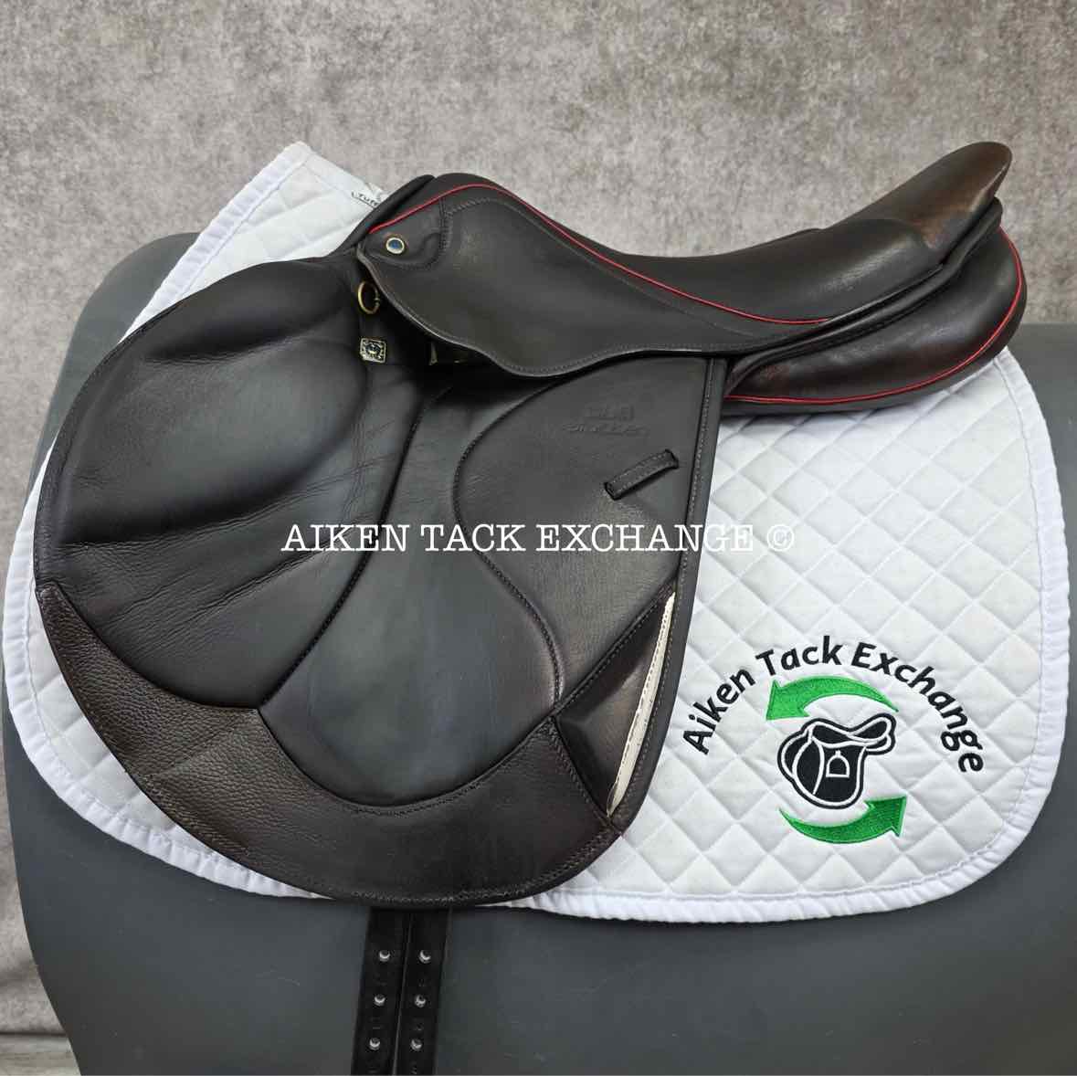 **SOLD** 2017 Stubben Zaria Optimum Deluxe Monoflap Jump Saddle, 17.5" Seat, 29cm - Medium, Wool Flocked Panels