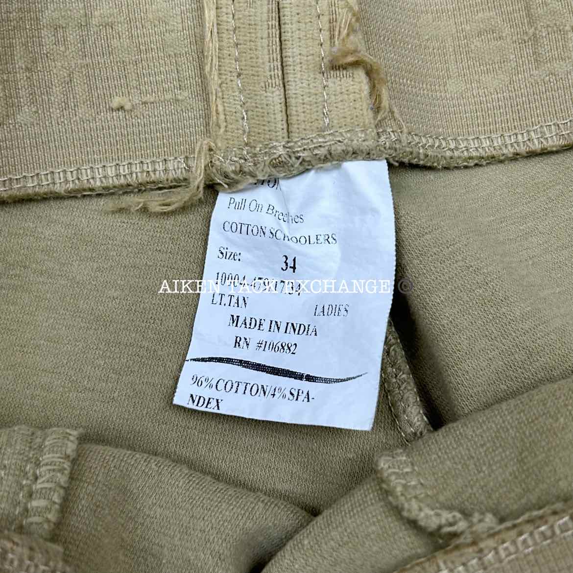 TuffRider Cotton Knee Patch Pull On Tights, Size 34