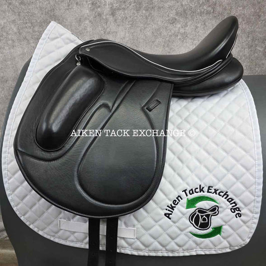 English Dressage Saddle, 17" Seat, Short Flap, Wide Tree, Wool Flocked Panels