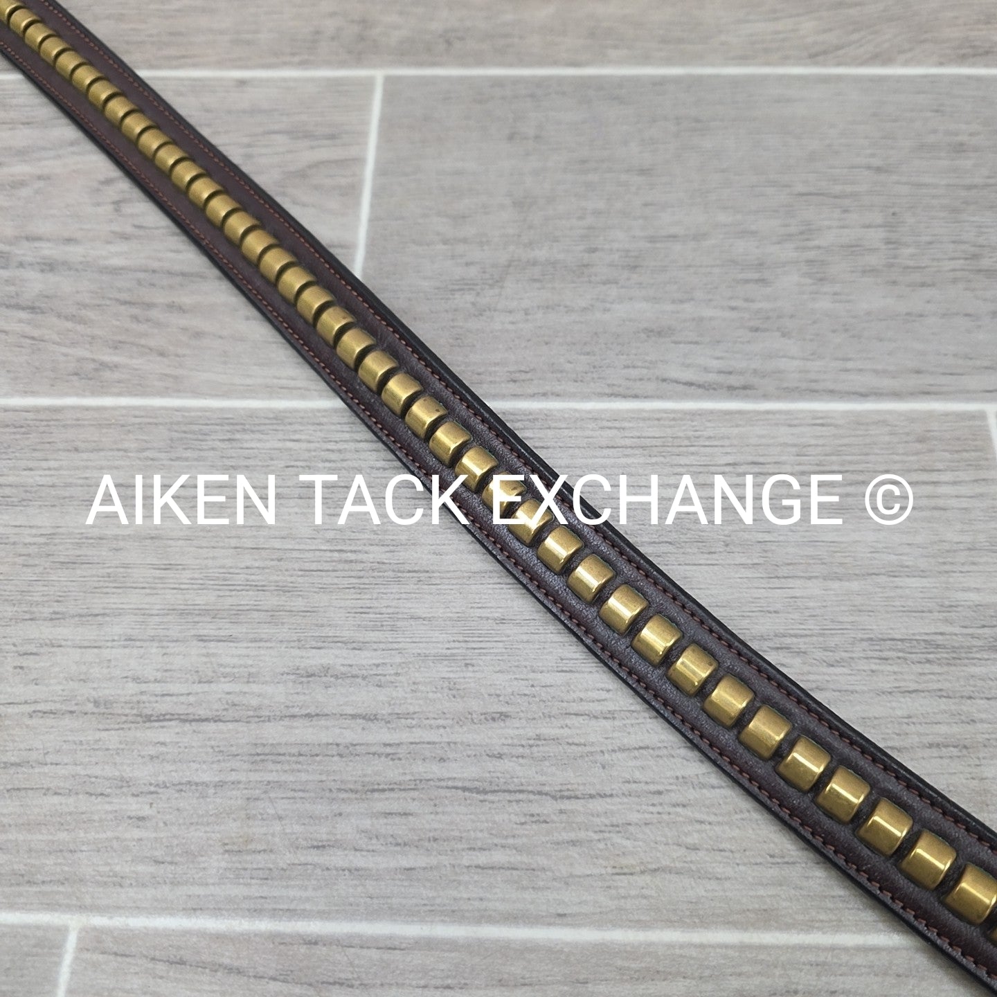 Tory Leather Brass Clincher Belt, Medium